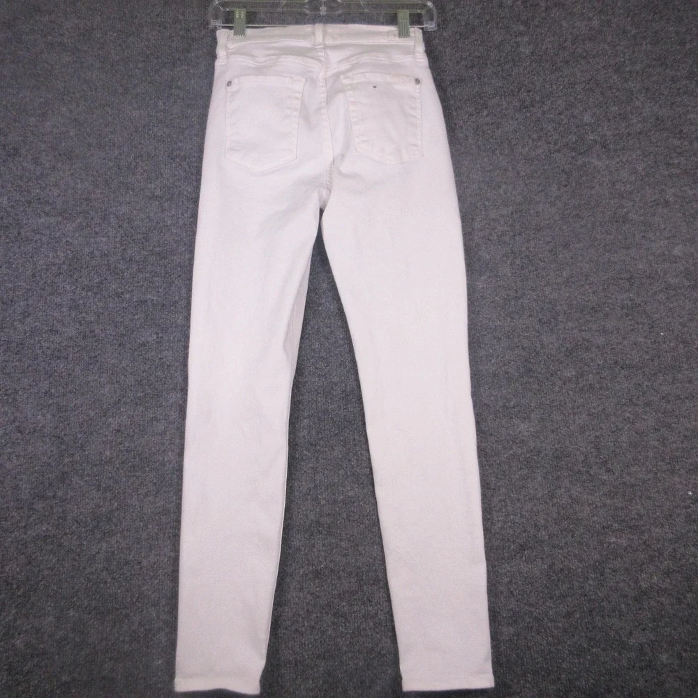7 For All Mankind The High Waist Ankle Skinny Jeans Womens 25 White Denim